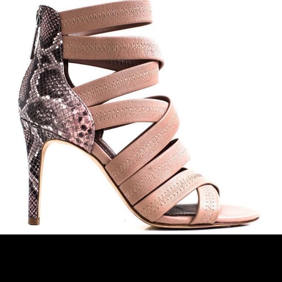 Donald J. Pliner Arlen Size 8.5, High Heels Strappy Back Zipper Blush Nappa - Picture 4 of 11